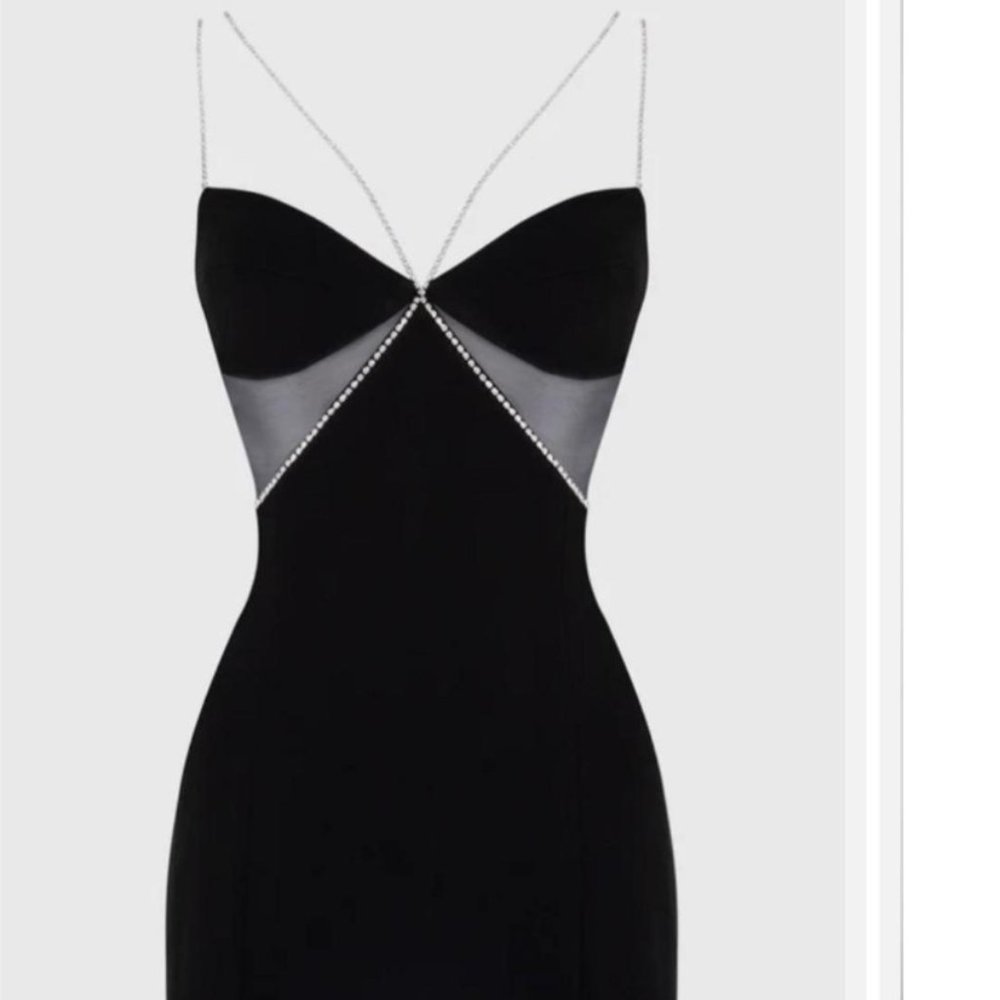 Black Diamante Strap Dress